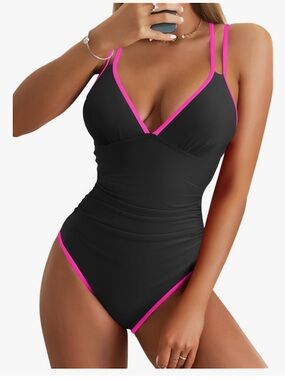 NWT B2prity V Neck One Piece Swimsuit Tummy Control Slimming Bathing Suit medium